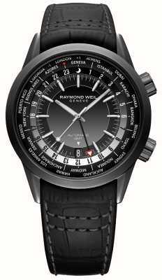 Raymond Weil Indépendant | GMT | automatique | cadran noir | bracelet en cuir noir 2765-BKC-20001