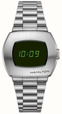 Hamilton Bracelet en acier inoxydable à cadran numérique vert psr H52414131