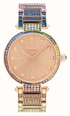 Coach Cara femme | cadran or rose | bracelet serti de cristaux arc-en-ciel 14503994