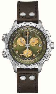 Hamilton Aviation kaki | chronographe gmt à vent x | quartz | cadran vert H77932560