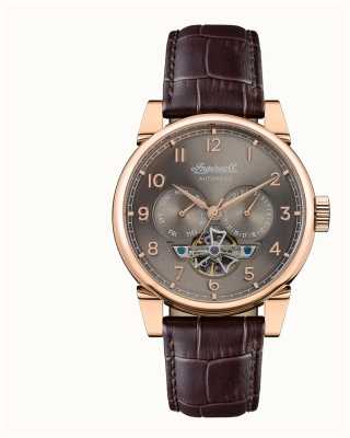 Ingersoll La balançoire | automatique | cadran gris | bracelet en cuir marron I12701
