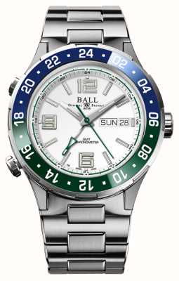 Ball Watch Company Roadmaster marine gmt lunette bleu/vert cadran blanc DG3030B-S9CJ-WH