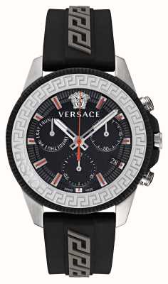 Versace Greca action chrono | cadran noir | bracelet en silicone noir VE3J00222