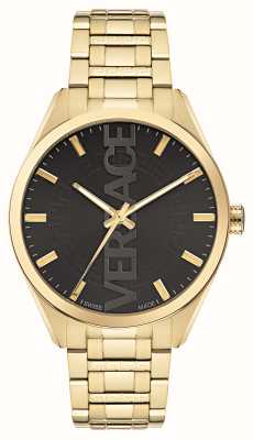 Versace V-vertical | cadran noir | bracelet en acier pvd doré VE3H00622