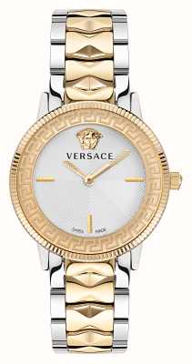 Versace V-hommage | cadran argenté | bracelet en acier bicolore VE2P00422