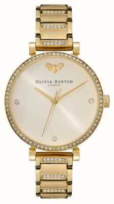 Olivia Burton Belgrave pour femmes | cadran nu | ensemble en cristal | bracelet en acier inoxydable doré 24000002