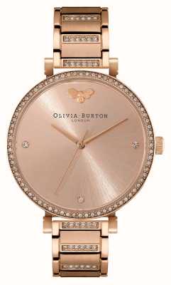 Olivia Burton Belgrave | cadran or rose | ensemble en cristal | bracelet en acier inoxydable or rose 24000003