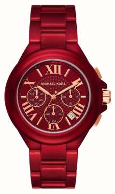 Michael Kors Camille | cadran chronographe rouge | bracelet en acier inoxydable rouge MK7304