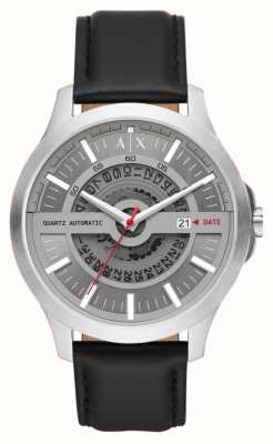 Armani Exchange Hommes | cadran gris | bracelet en cuir noir AX2445