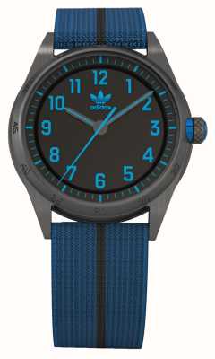 Adidas Code quatre | cadran noir | bracelet en nylon bleu AOSY22521