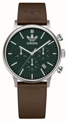 Adidas Coder un chrono | cadran vert | bracelet en cuir écologique marron AOSY22531