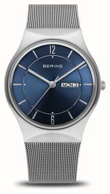 Bering Jour date classique | cadran bleu | bracelet en maille d'acier inoxydable 11938-003DD