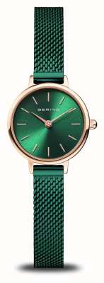 Bering Classique | cadran vert | bracelet maille acier pvd vert 11022-868
