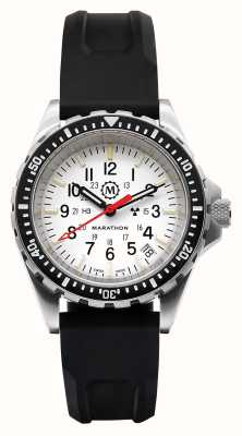 Marathon Quartz de plongée moyen édition arctique | msar | cadran blanc | bracelet en silicone noir WW194027SS-0530