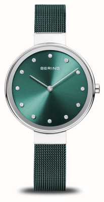 Bering Classique | cadran vert | bracelet maille acier vert 12034-808
