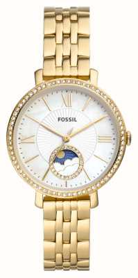 Fossil Jacqueline | cadran blanc soleil et lune | bracelet en acier inoxydable doré ES5167