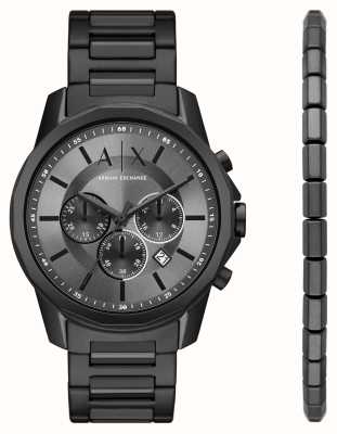 Armani Exchange Coffret cadeau homme | montre en acier inoxydable noir | bracelet assorti AX7140SET