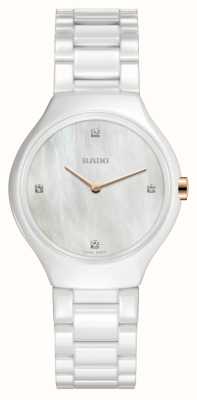 RADO Bracelet en céramique high-tech avec cadran blanc et véritables diamants fins R27958909