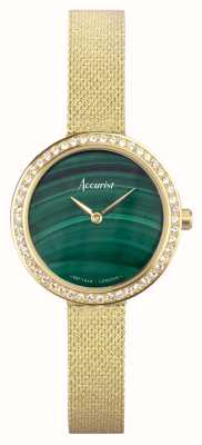 Accurist Bijoux femme | cadran vert malachite | bracelet en maille d'acier pvd doré 78004