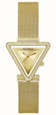 Guess La renommée des femmes | cadran triangulaire doré | bracelet en maille d'acier doré GW0508L2