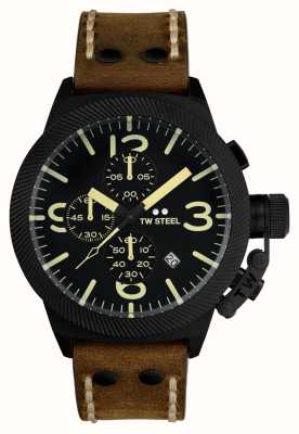 TW Steel Cantine | cadran chronographe noir | bracelet en cuir marron CS107
