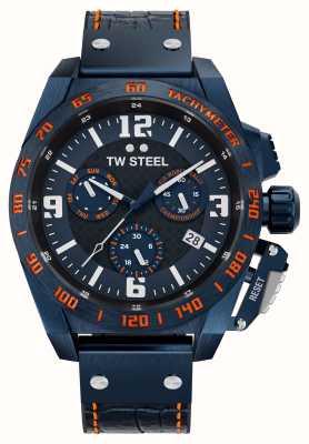 TW Steel Hommes | championnat du monde des rallyes | cadran chronographe bleu | bracelet en cuir bleu TW1020