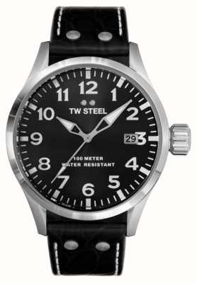 TW Steel Volant homme | cadran noir | bracelet en cuir noir VS100
