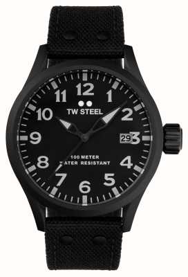 TW Steel Volant homme | cadran noir | bracelet en cuir et toile noir VS103