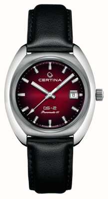 Certina Ds-2 | powermatique | cadran rouge | bracelet en cuir noir C0244071742100