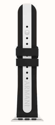 Armani Exchange Bracelet Apple Watch (42/44/45mm) silicone noir & blanc AXS8015