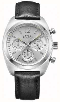 Rotary Sport vengeur masculin | chronographe | cadran argenté | bracelet en cuir noir GS05485/59