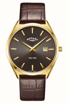 Rotary Ultra slim homme | cadran marron | bracelet en cuir marron GS08013/49