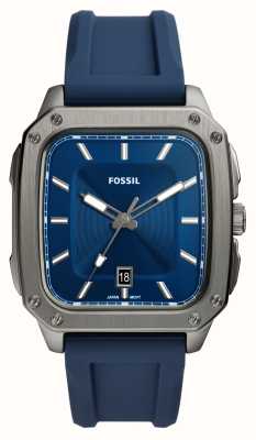 Fossil Inscription | cadran bleu | bracelet en silicone bleu FS5979