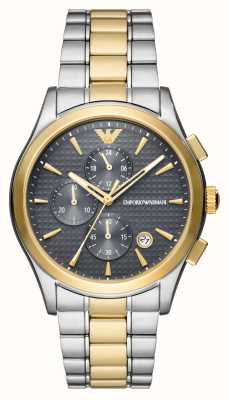 Emporio Armani Hommes | cadran chronographe gris | bracelet en acier inoxydable bicolore AR11527