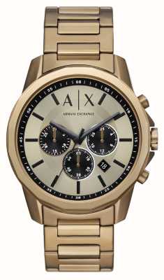 Armani Exchange Hommes | cadran chronographe en or | bracelet en acier inoxydable doré AX1739
