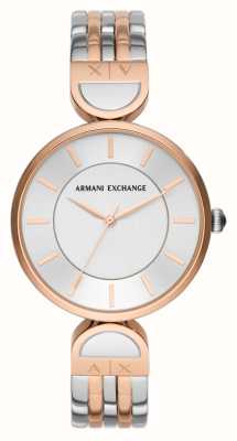 Armani Exchange Femme | cadran argenté | bracelet en acier inoxydable bicolore AX5383