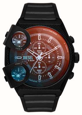 Diesel Spectacle parallèle | cadran chronographe noir | bracelet en silicone noir DZ7474