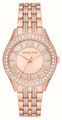 Michael Kors harlowe femme | cadran serti de cristaux | bracelet en acier inoxydable or rose MK4710