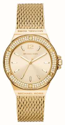 Michael Kors Lennox pour femmes | cadran or | ensemble en cristal | bracelet en maille d'acier doré MK7335