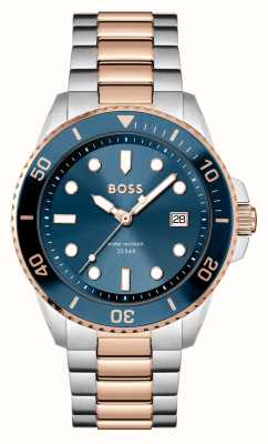 BOSS As masculin | cadran bleu | bracelet en acier inoxydable bicolore 1514012