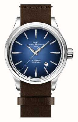 Ball Watch Company Montre automatique Trainmaster legend, 40 mm, bleu, cuir NM9080D-L1J-BE