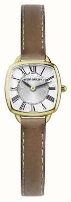 Herbelin Équinoxe | cadran argenté | bracelet en cuir beige 17499P08GD