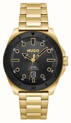 HUGO #visite homme | cadran noir | bracelet en acier inoxydable doré 1530304