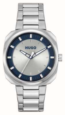 HUGO #strident pour hommes | cadran argenté et bleu | bracelet en acier inoxydable 1530309
