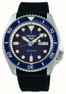 Seiko 5 styles de combinaisons de sport skx | cadran bleu | bracelet en silicone noir SRPD71K2