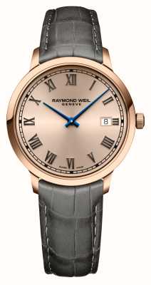 Raymond Weil Toccata hommes | cadran rosé classique | bracelet en cuir gris 5485-PC5-00859