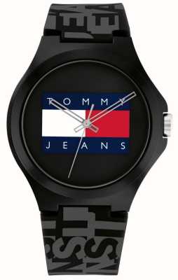 Tommy Jeans Hommes | cadran logo drapeau noir | bracelet en silicone noir 1792043