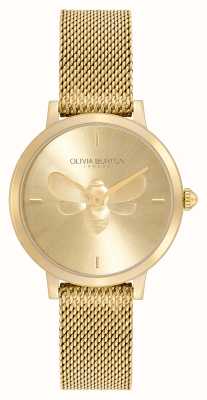 Olivia Burton Abeille ultra fine signature | cadran or | bracelet en maille d'acier doré 24000022
