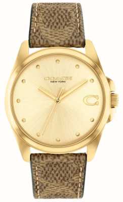 Coach Greyson femme | cadran or | bracelet en cuir marron 14504111