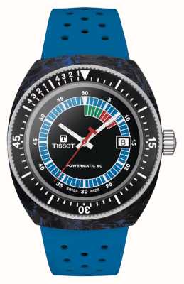 Tissot Sideral s powermatic 80 (41mm) cadran noir / bracelet caoutchouc bleu T1454079705701